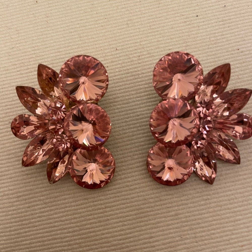 Elegant Pink Crystal Floral Earrings